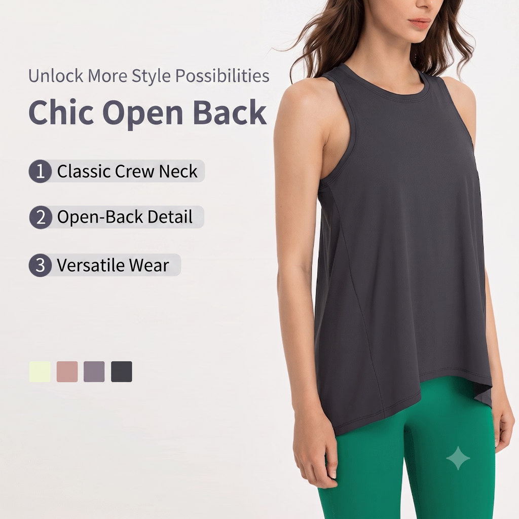 Stylish sports tops, loose quick-drying, sleeveless slit vests, casual blouses.