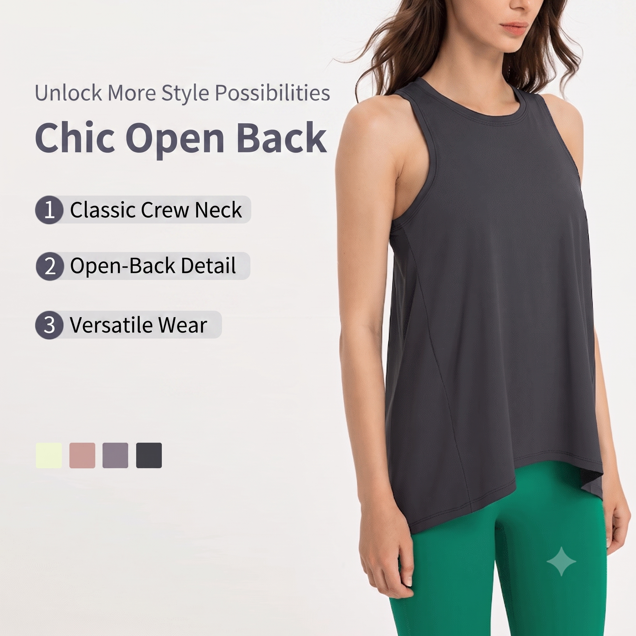 Stylish sports tops, loose quick-drying, sleeveless slit vests, casual blouses.