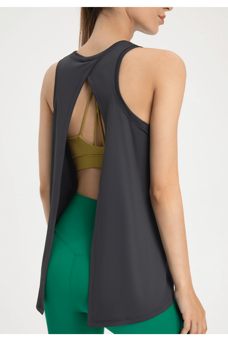Stylish sports tops, loose quick-drying, sleeveless slit vests, casual blouses.