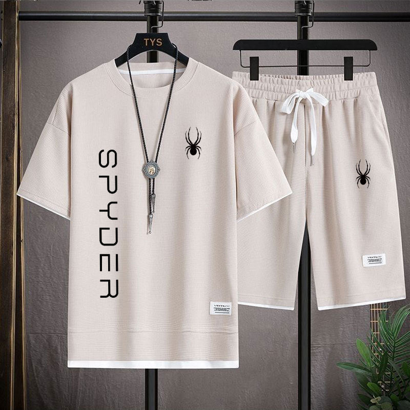 Men's Korean Style Set Casual Sports T-shirt and Shorts Set