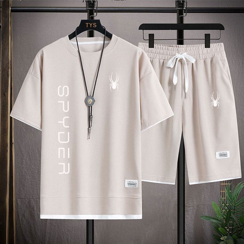 Men's Korean Style Set Casual Sports T-shirt and Shorts Set