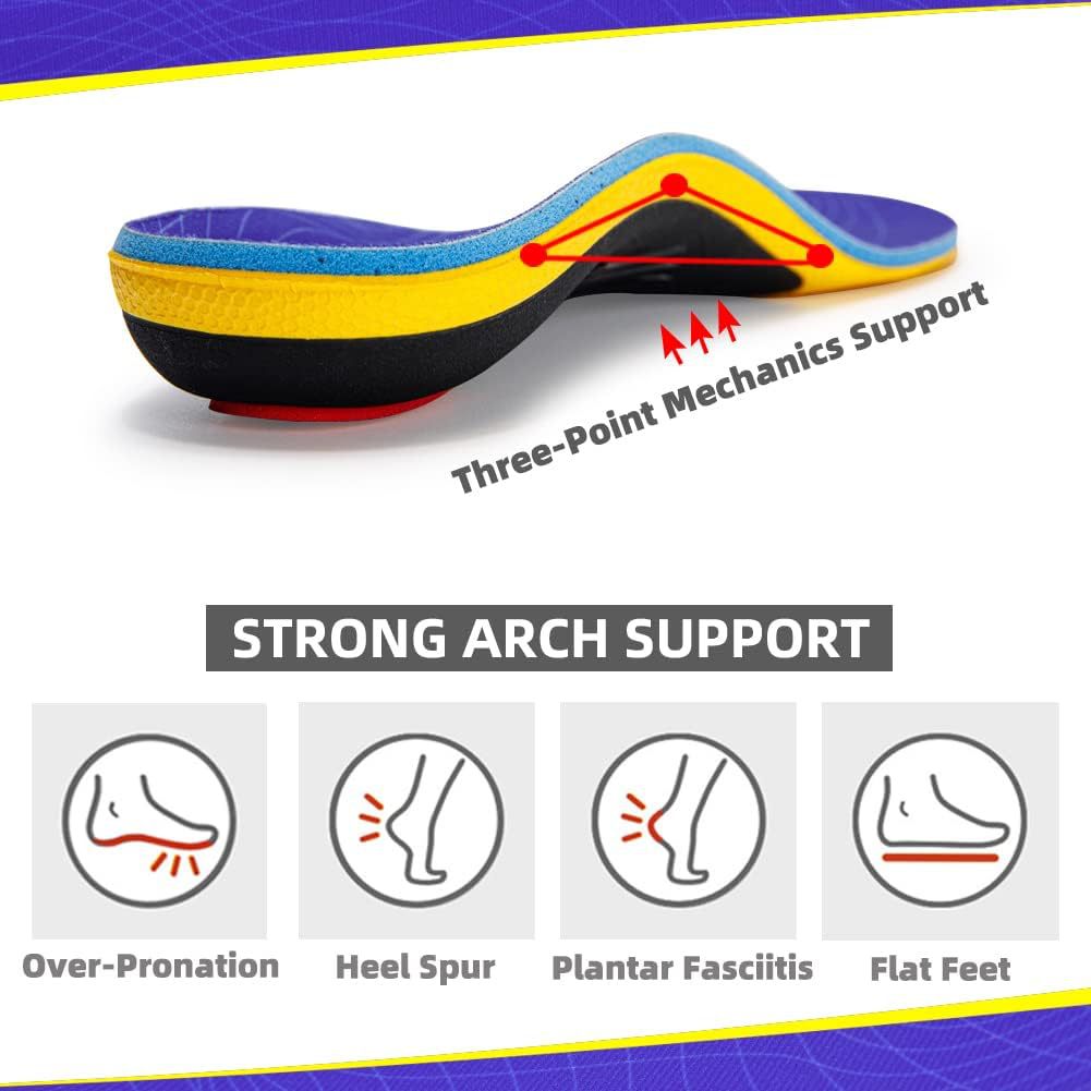 Heavy Duty Support Pain Relief Orthotics - 220+ lbs Plantar Fasciitis High Arch Support Insoles for Men Women, Flat Feet Orthotic Insert, Work Boot Shoe Insole, Absorb Shock with Every Step