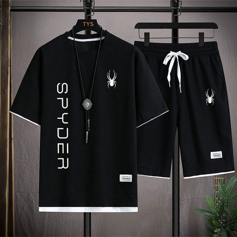 Men's Korean Style Set Casual Sports T-shirt and Shorts Set