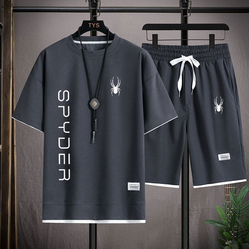 Men's Korean Style Set Casual Sports T-shirt and Shorts Set