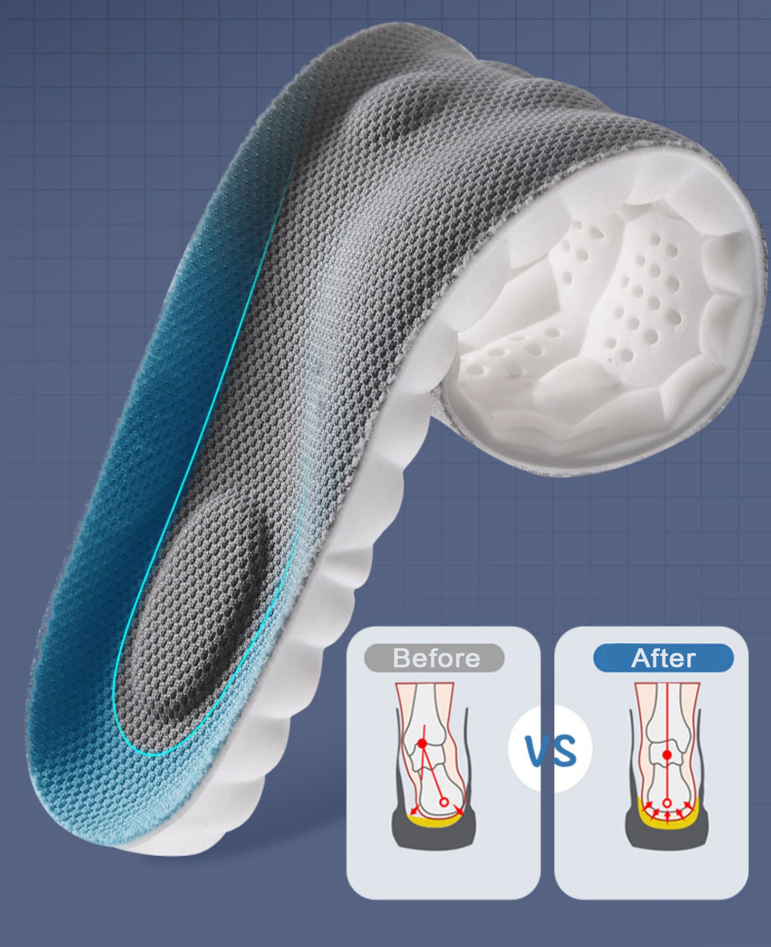 4D Cloud Sports Insoles - Shock-Absorbing, Anti-Fatigue, Relieve Foot Pain