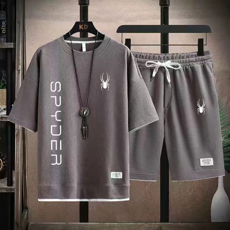 Men's Korean Style Set Casual Sports T-shirt and Shorts Set