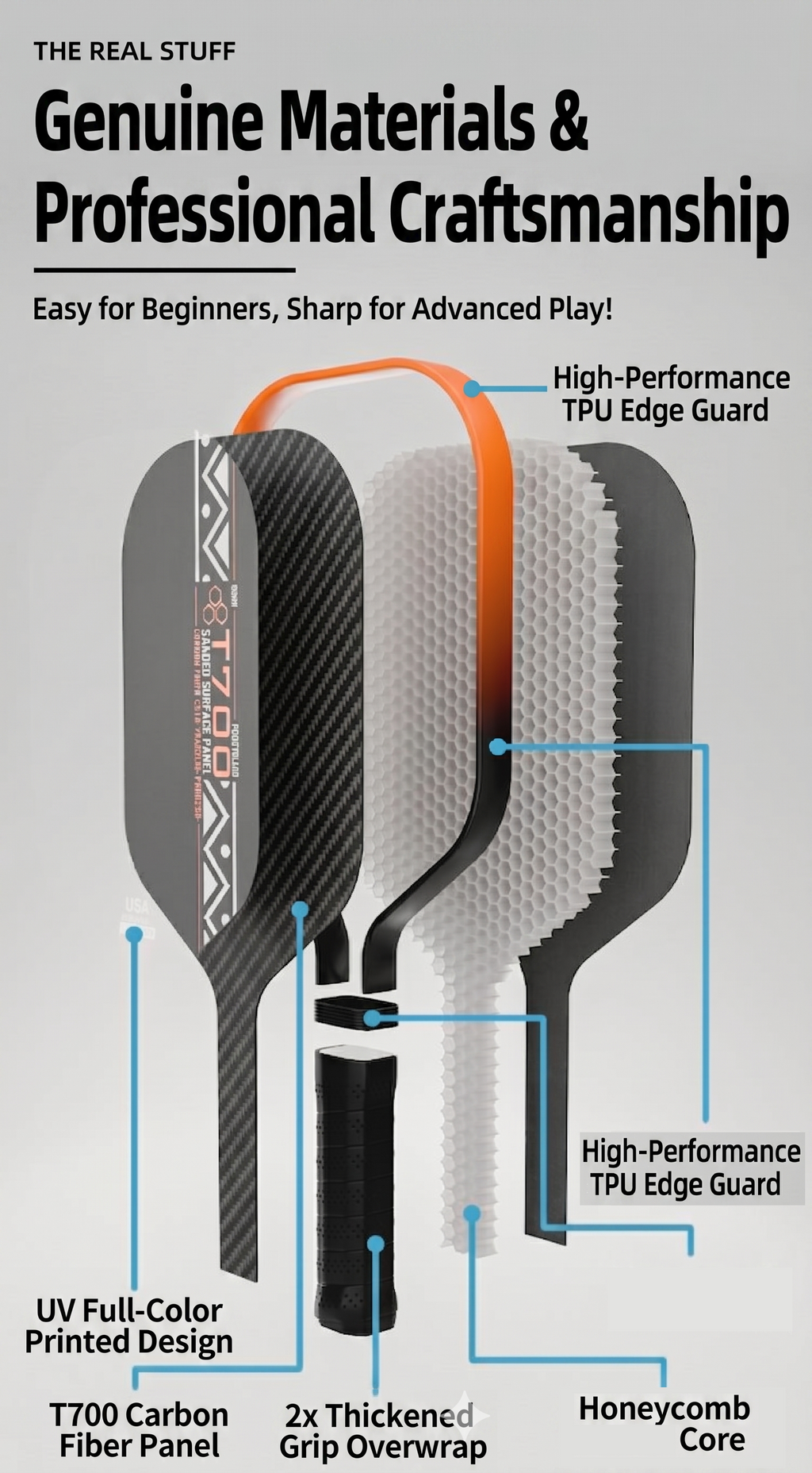 T700 carbon fiber pickleball rackets