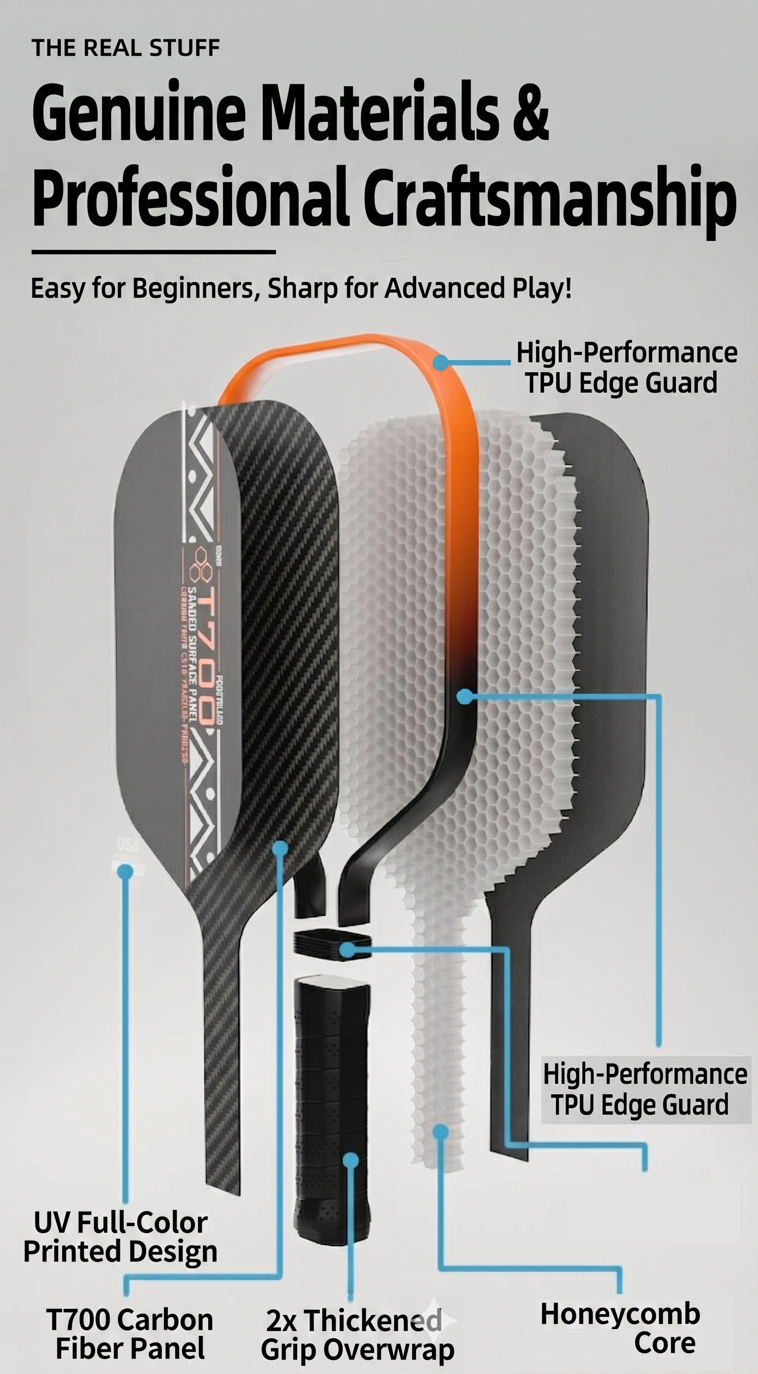 T700 carbon fiber pickleball rackets